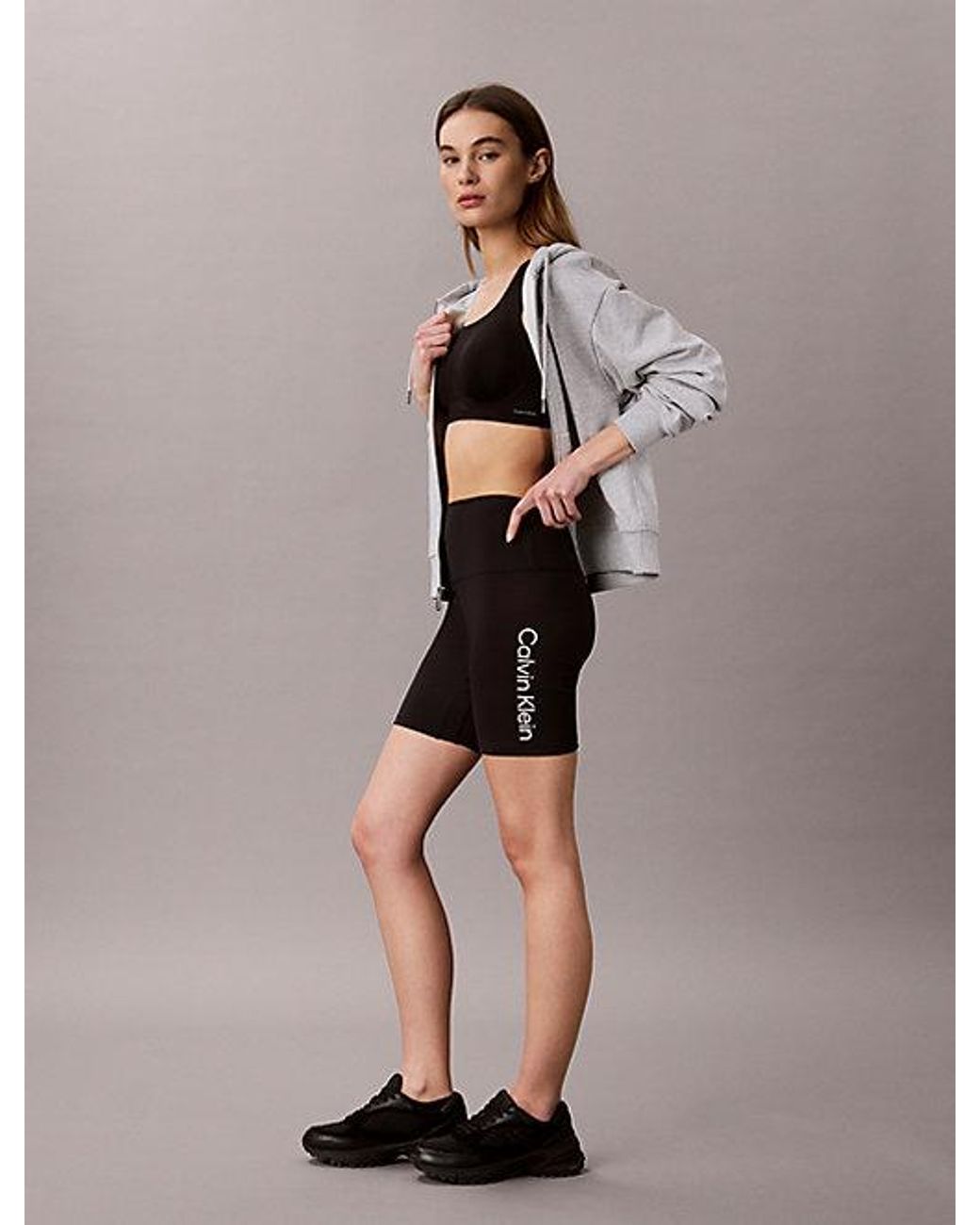 Calvin Klein Sneldrogende Nauwe Sportshorts Met Hoge Taille in het Brown