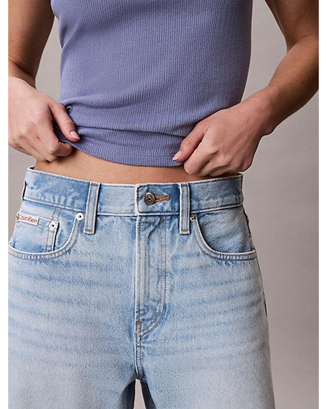 Calvin Klein Blue Jeans High Rise Relaxed Denim Shorts
