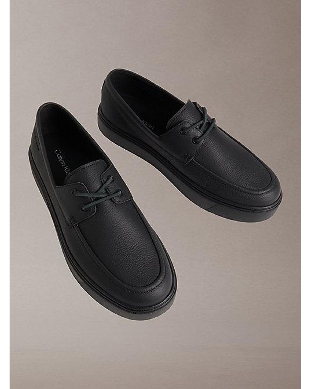 Calvin Klein Gray Athena Leather Hybrid Boat Shoes for men