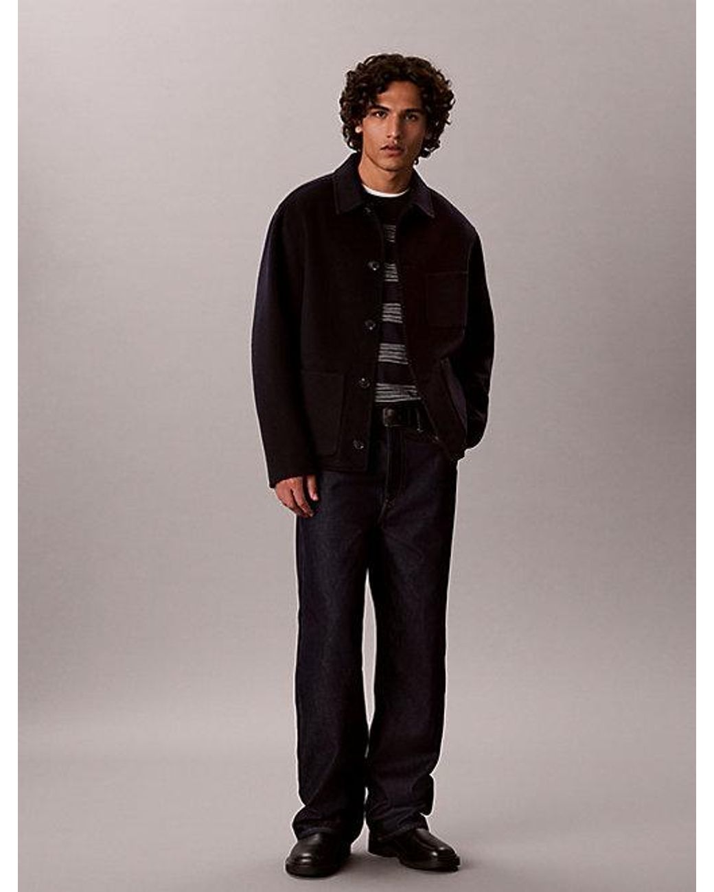 Calvin Klein Black Cotton Irregular Stripe Jumper for men