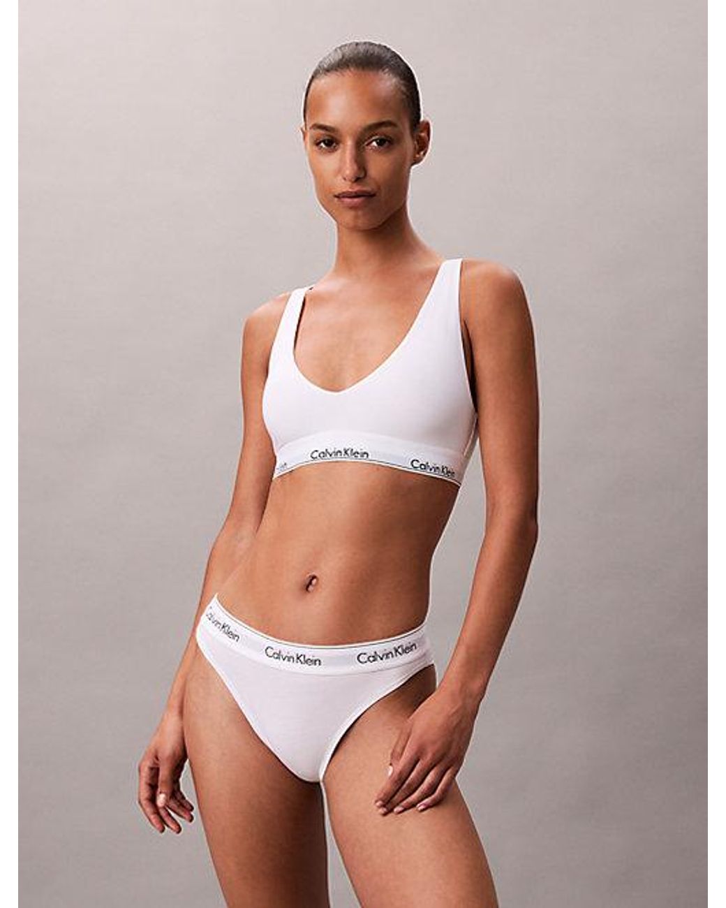 Calvin Klein White Unlined Triangle Bralette Icon Cotton Modal