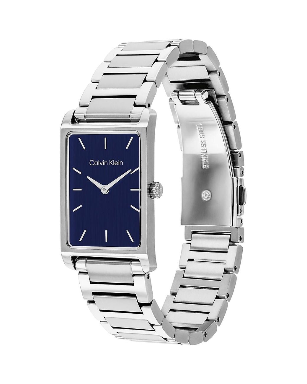 Calvin Klein Blue Stainless Steel Rectangular Watch for men