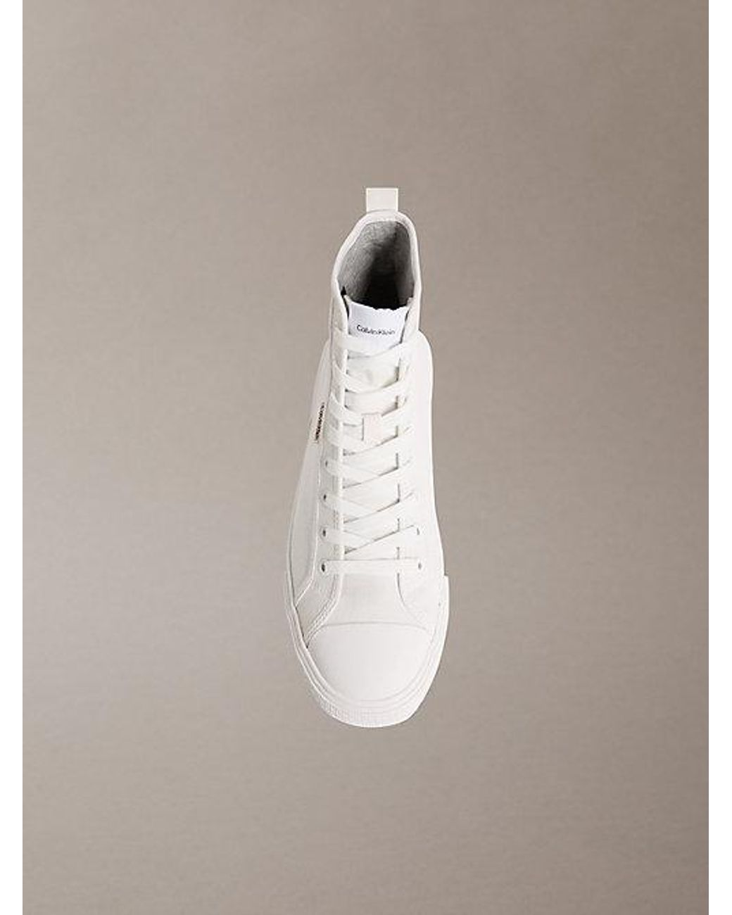 Calvin Klein White Ck Leo Cotton Canvas High Top Trainers for men