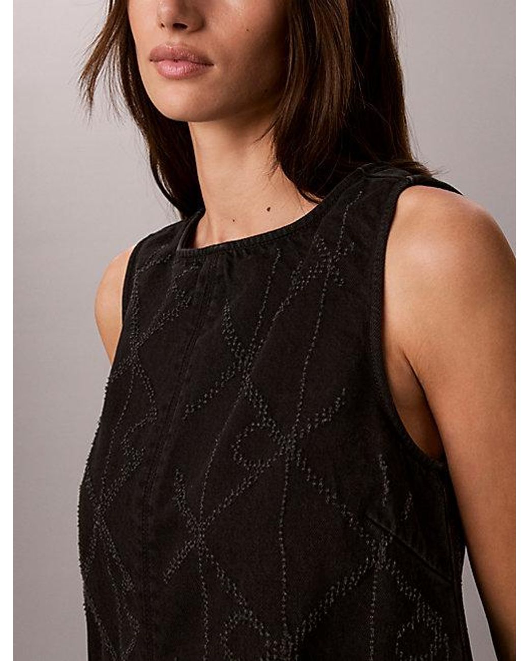 Calvin Klein Multicolor Jeans All Over Logo Denim Mini Dress