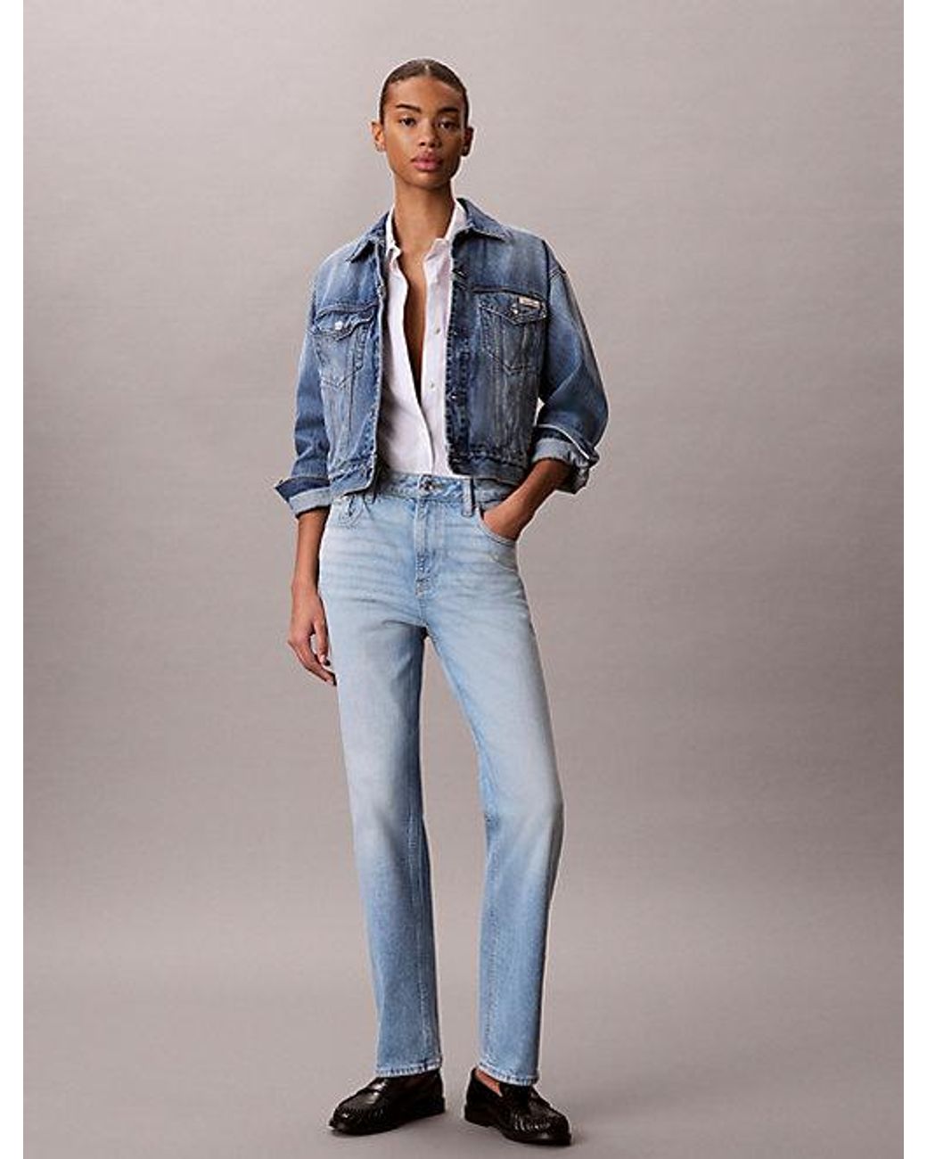 Calvin Klein Blue Jeans High Rise Straight Jeans