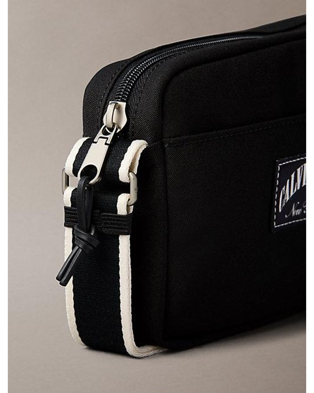 Calvin Klein Black Heritage Logo Crossbody Camera Bag for men