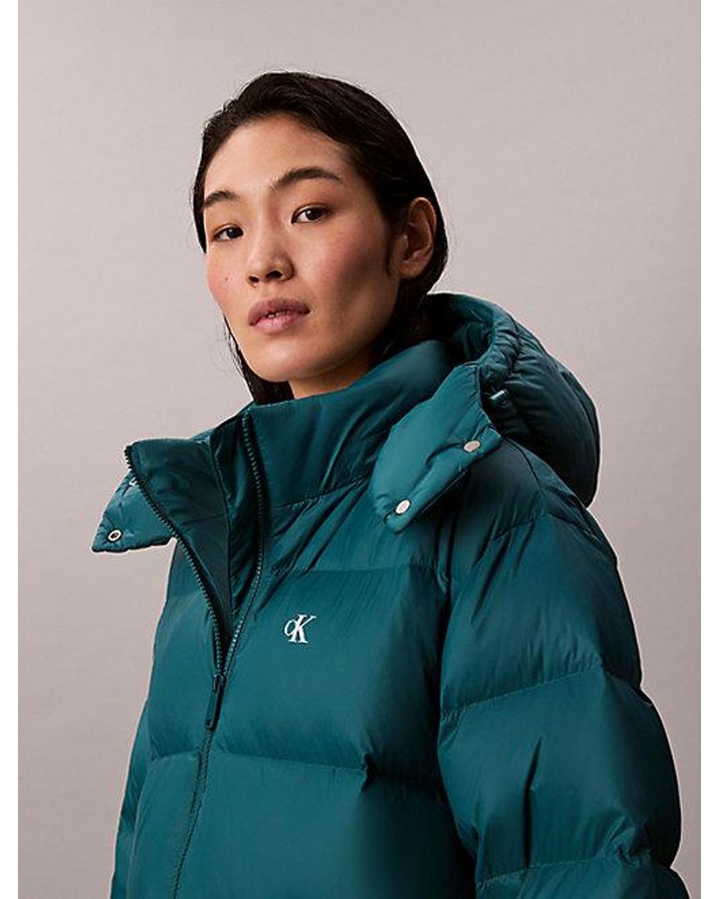 Calvin Klein Green Jeans Hooded Down Puffer Coat