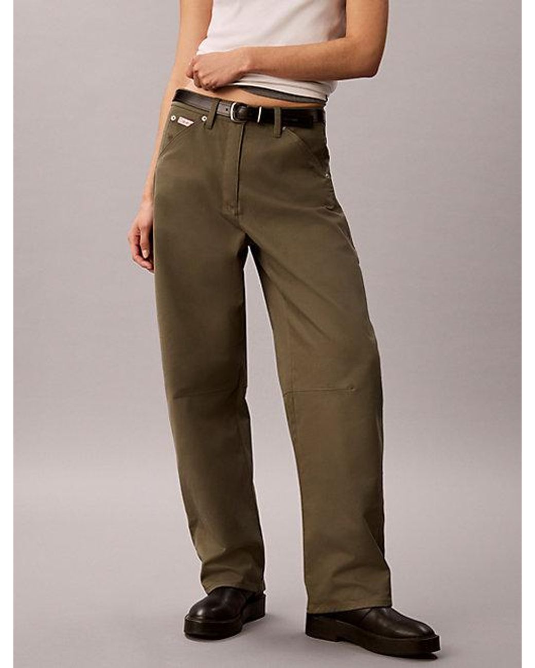 Calvin Klein Green Jeans Cotton Twill Utility Trousers