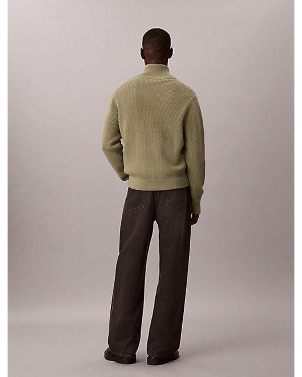 Calvin Klein Multicolor Jeans Relaxed Wool Cotton Zip Cardigan for men