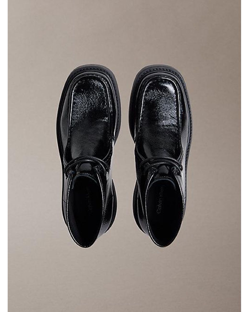 Calvin Klein Black Jeans Leather Chunky Heeled Desert Boots