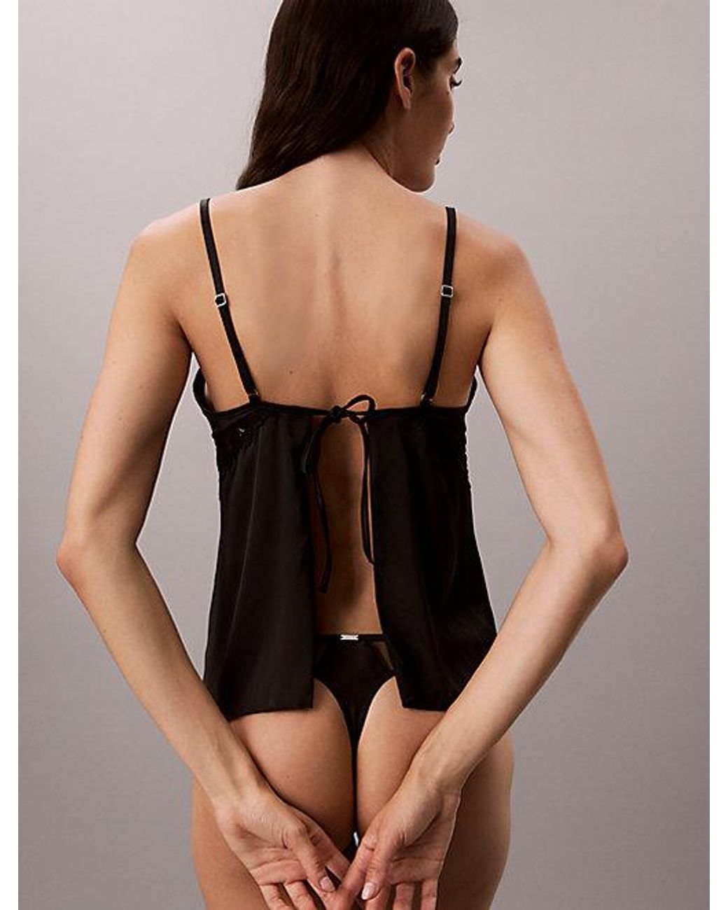 Calvin Klein Black Thong Ck Lace Floral