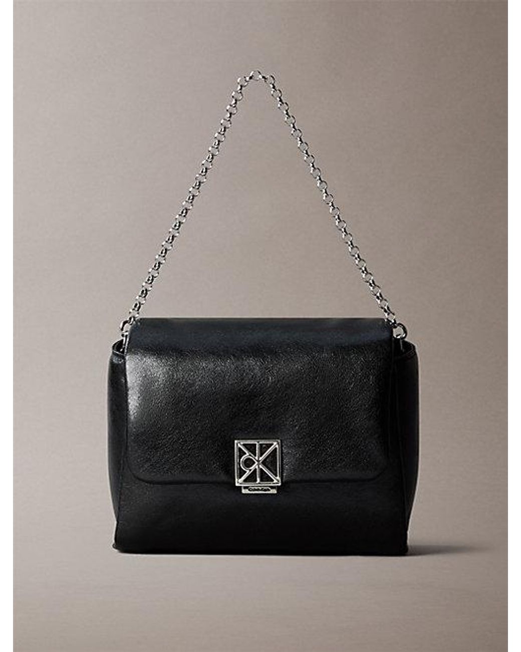 Calvin Klein Gray Padded Emblem Hardware Crossbody Bag