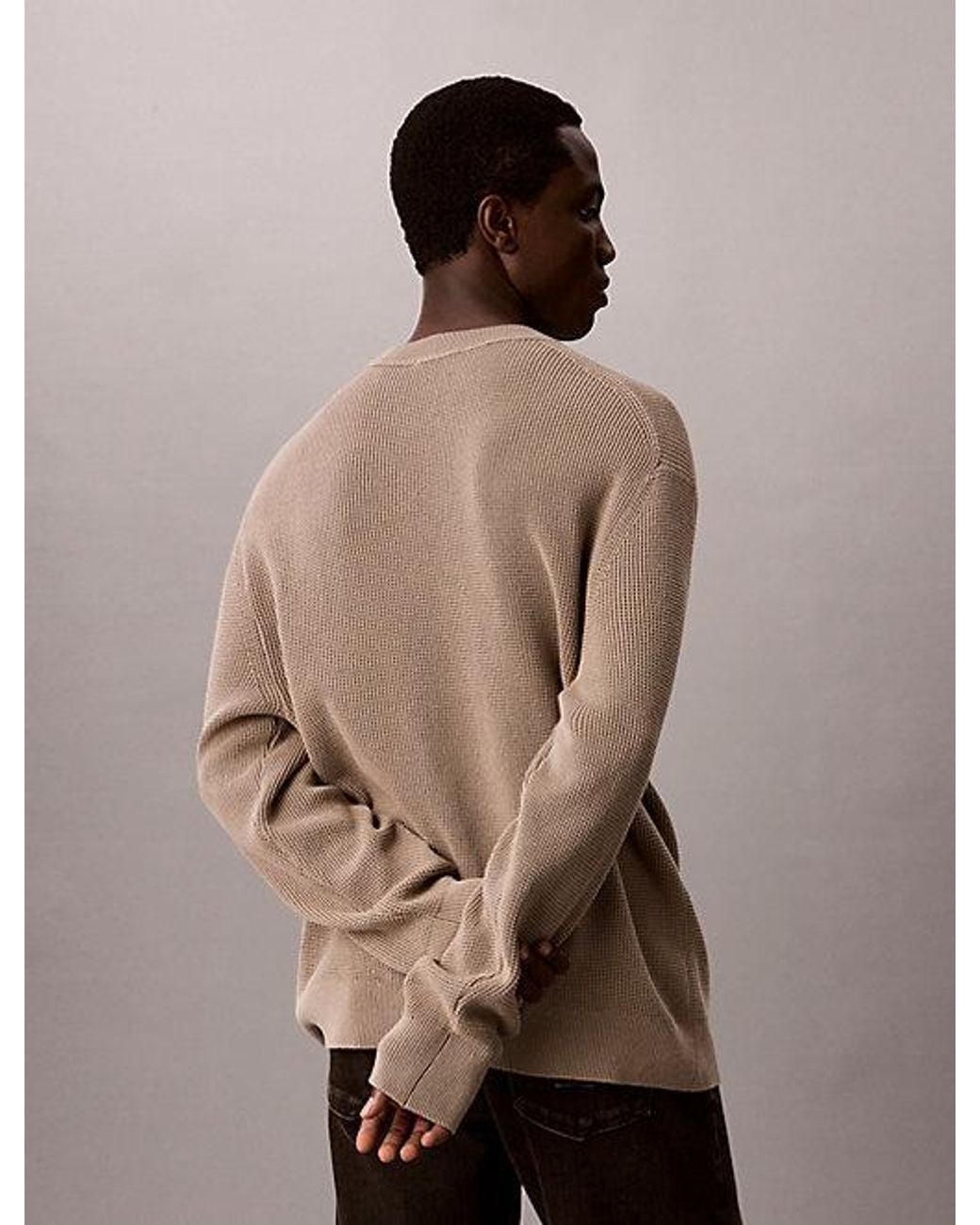 Calvin Klein Natural Jeans Woven Monologo Crewneck Sweater for men