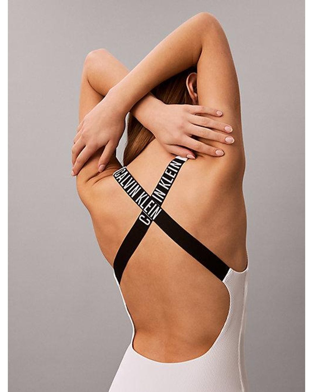 Calvin Klein White Cross Back Swimsuit Intense Power