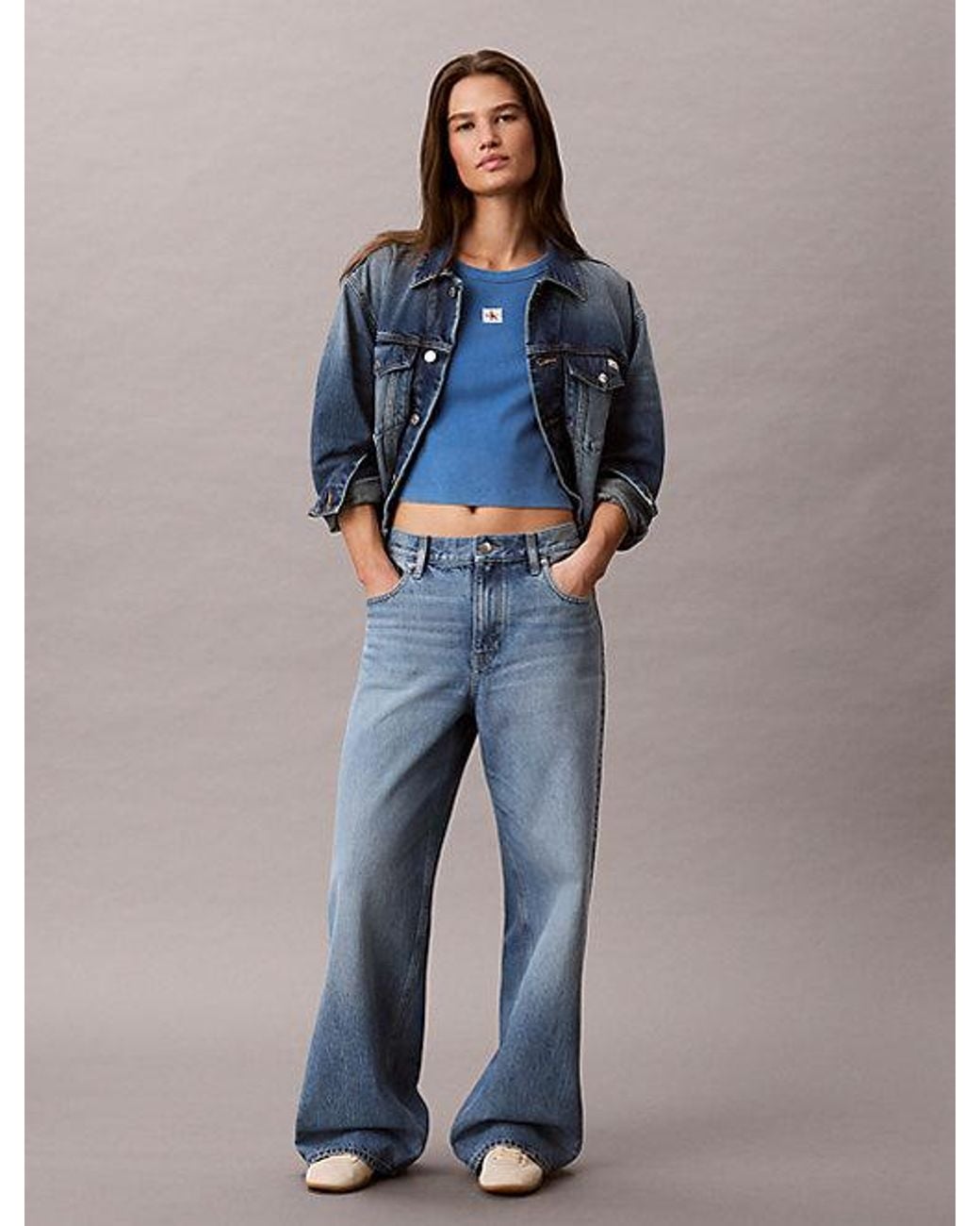 Calvin Klein Blue Jeans Slim Ribbed Washed Cotton T-Shirt