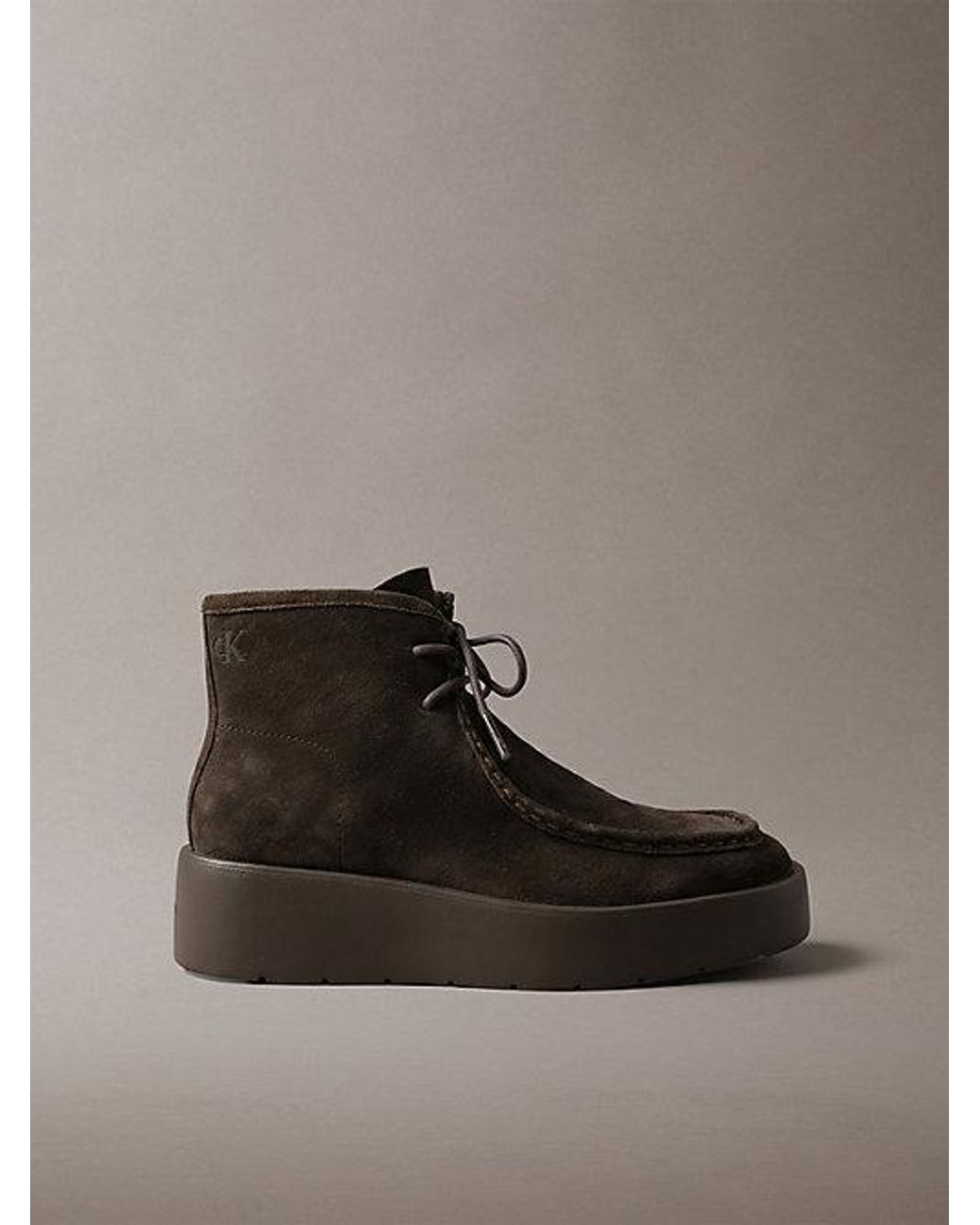 Calvin Klein Brown Suede Platform Desert Boots