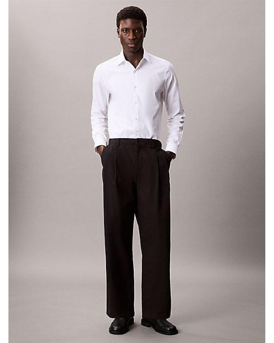 Calvin Klein White Slim Stretch Poplin Shirt for men