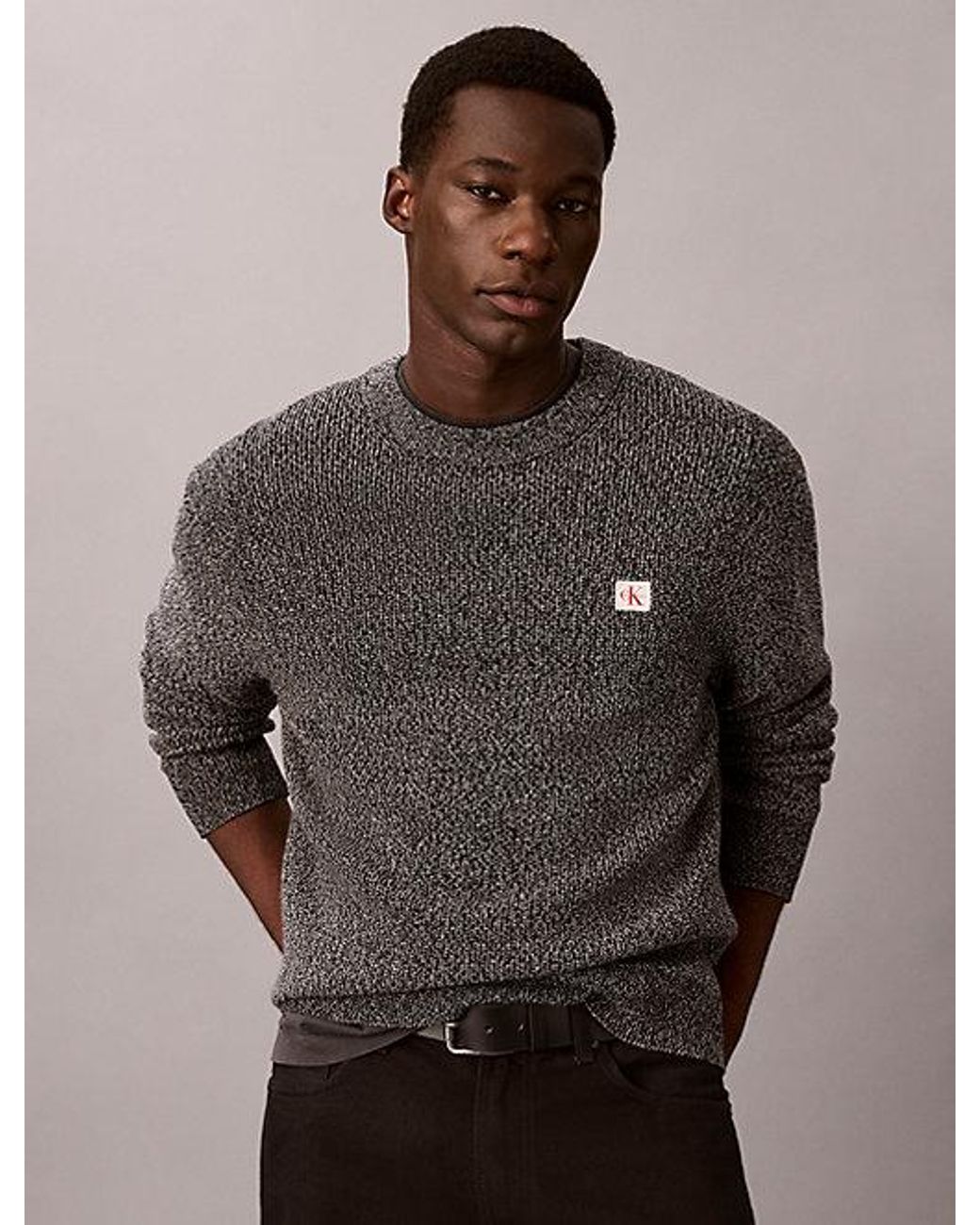 Calvin Klein Multicolor Jeans Woven Monologo Crewneck Sweater for men