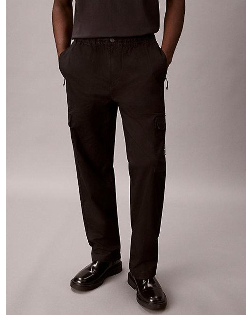 Calvin Klein Black Jeans Comfort Cotton Relaxed Cargo Pants for men