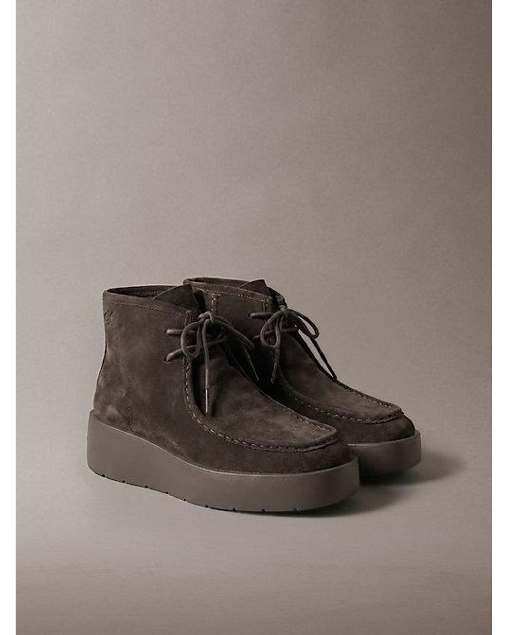Calvin Klein Brown Suede Platform Desert Boots