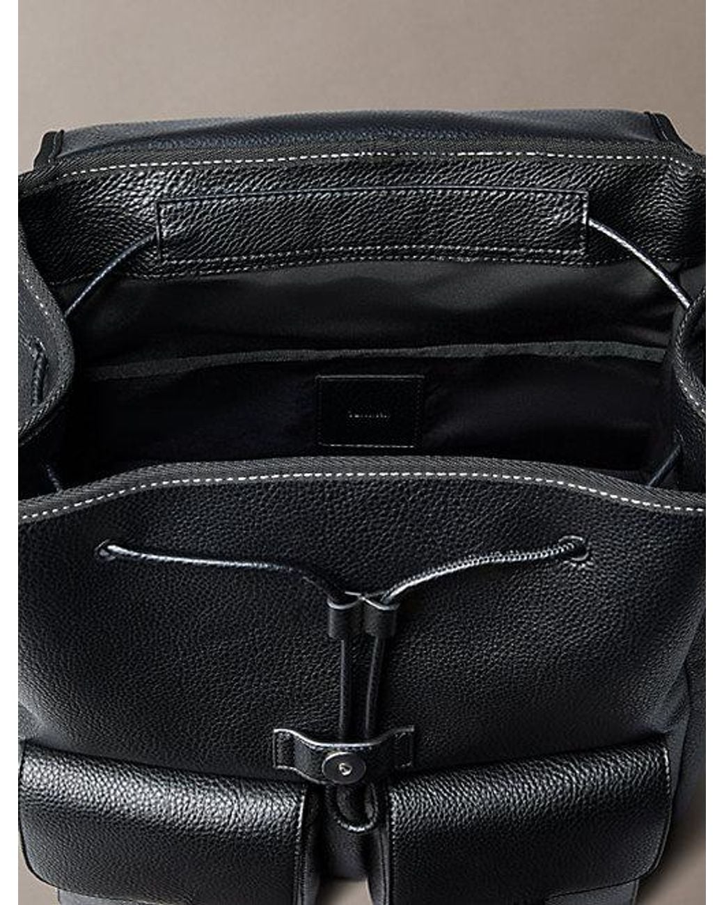 Calvin Klein Black Pebbled Signature Logo Trolley Backpack for men