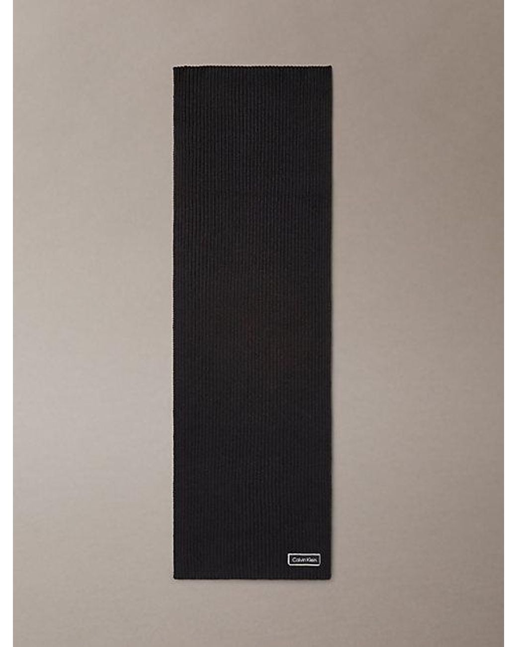 Calvin Klein Black Logo Patch Rib Scarf