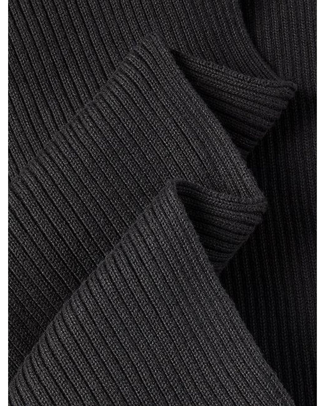 Calvin Klein Black Logo Patch Rib Scarf