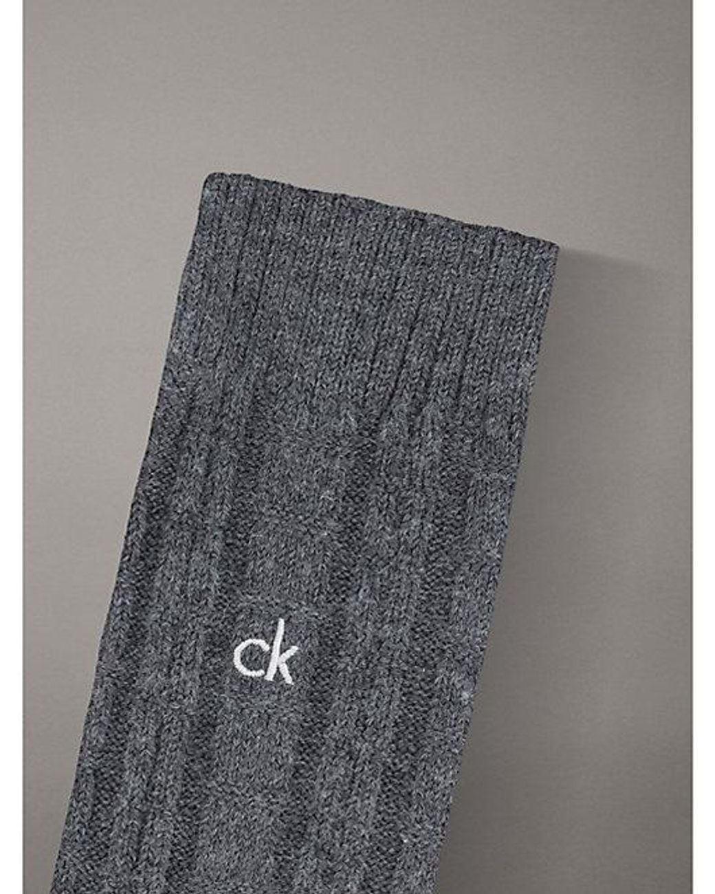 Calvin Klein Gray Wool Blend Monogram Boot Socks for men