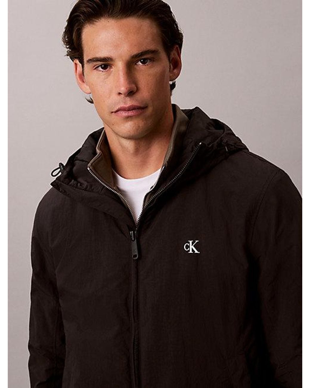 Calvin Klein Black Jeans Padded Hooded Zip Up Jacket for men
