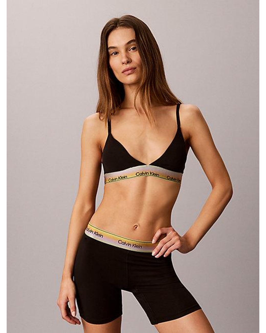 Calvin Klein Black Lightly Lined Triangle Bra Icon Cotton Modal Pride
