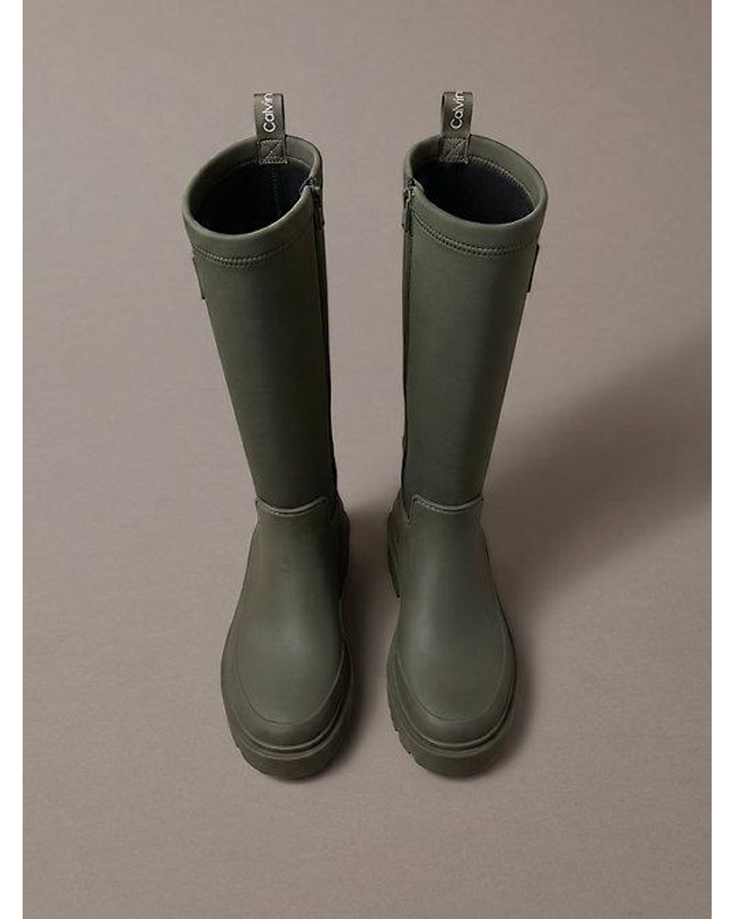 Calvin Klein Green Knee High Flexible Lug Sole Rainboots