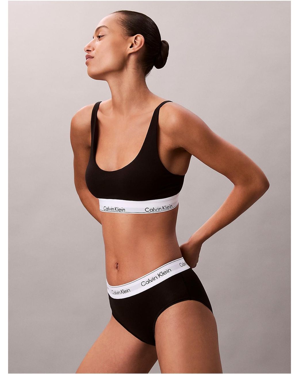 Calvin Klein Black Lightly Lined Bralette Icon Cotton Modal
