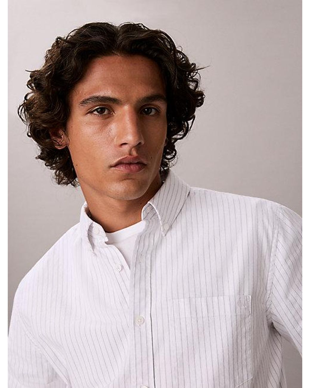 Calvin Klein Blue Jeans Oxford Stripe Button Down Shirt for men