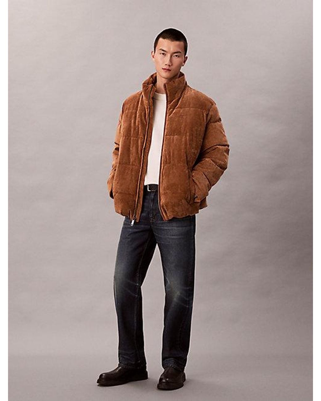 Calvin Klein Brown Jeans Corduroy Puffer Jacket for men