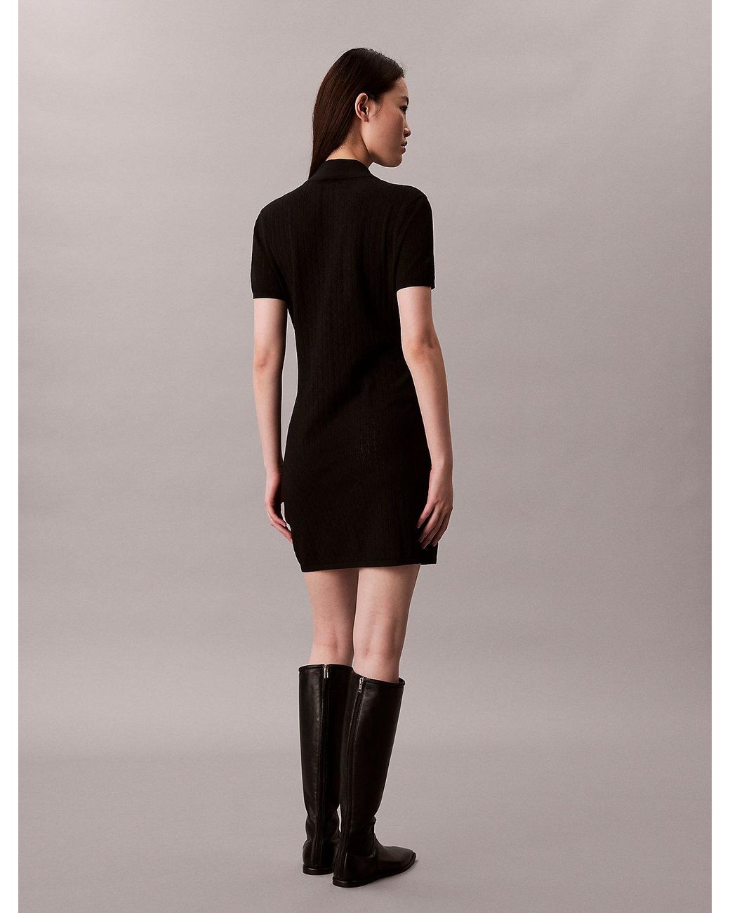 Abito Con Zip E Collo di Calvin Klein in Black