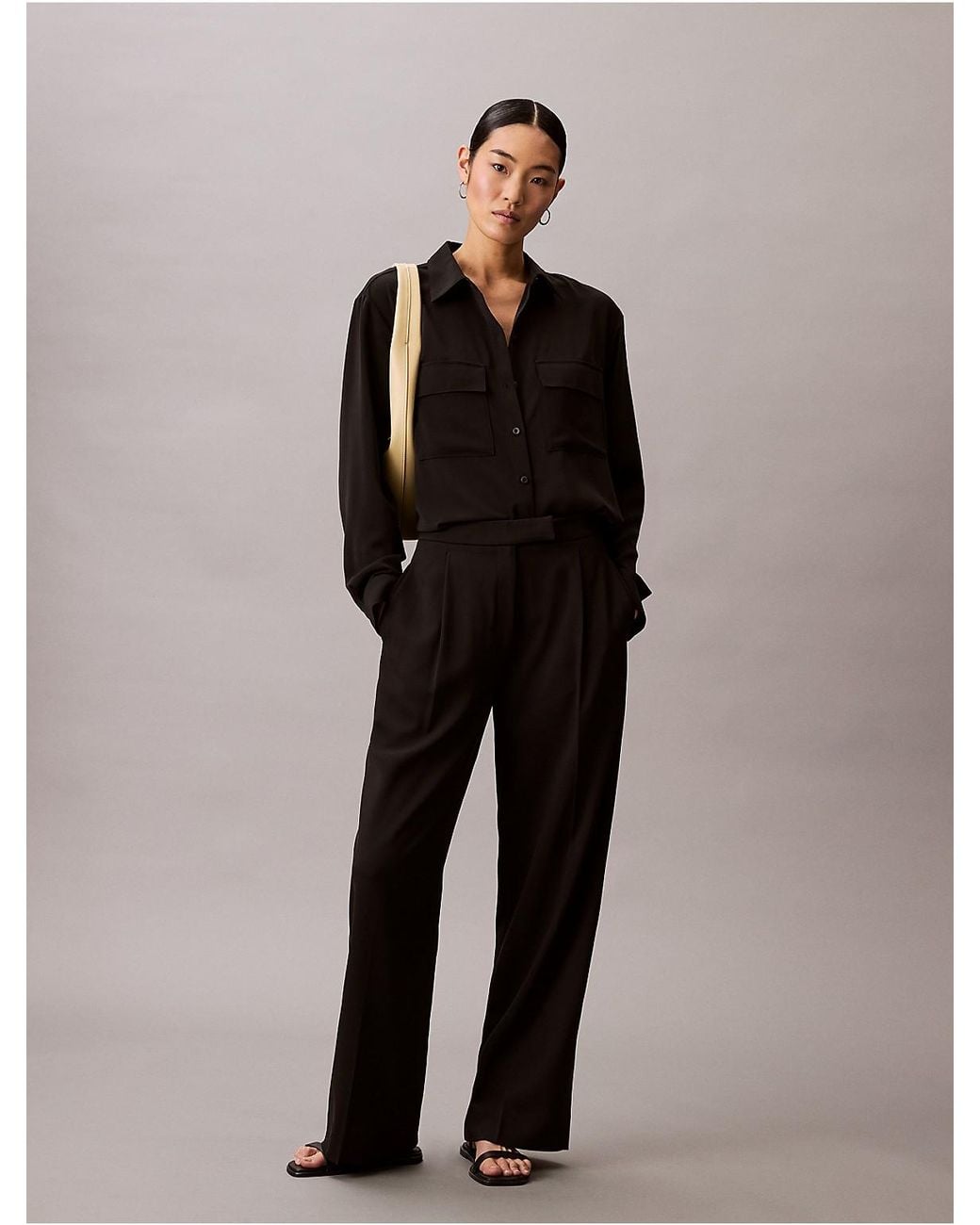 Calvin Klein Black Relaxed Button-Down Utility Shirt