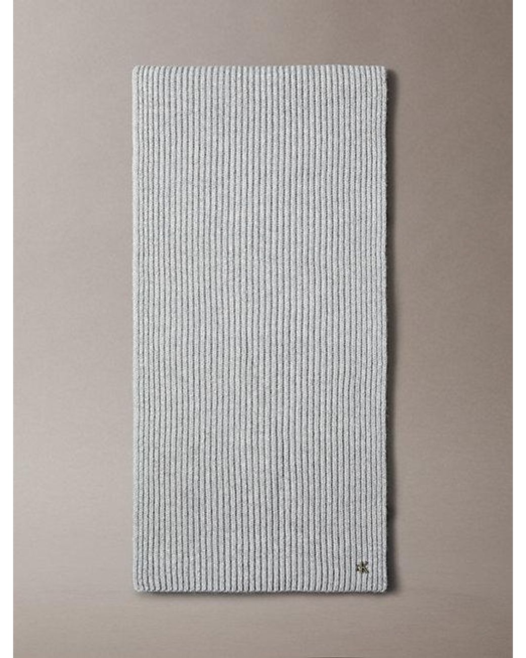 Calvin Klein Gray Wool Blend Signature Logo Scarf for men