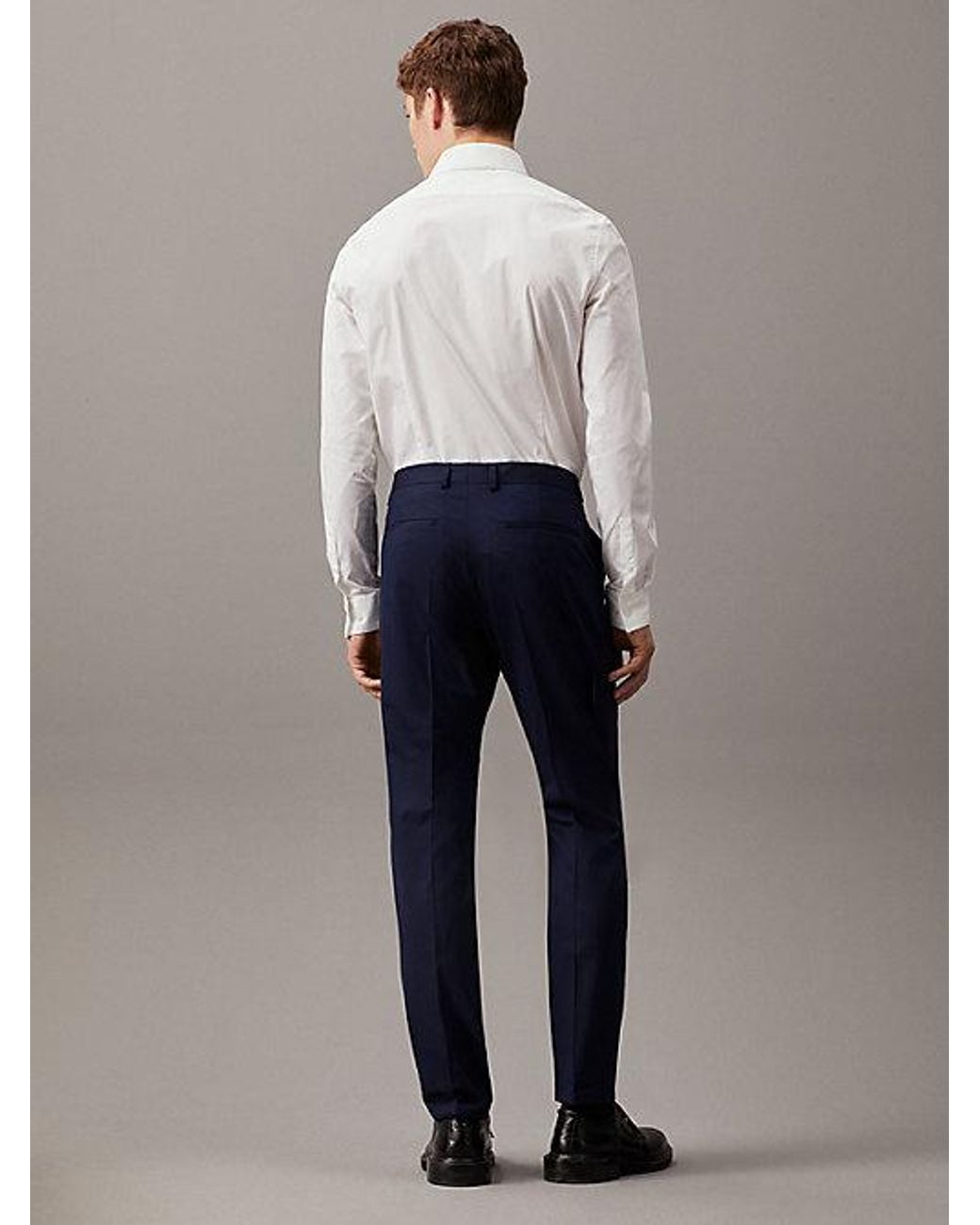 Calvin Klein Blue Slim Wool Stretch Suit Trousers for men