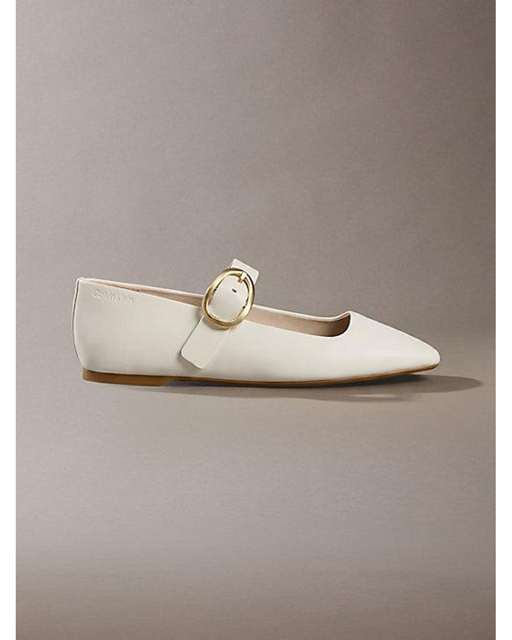 Calvin Klein Gray Leather Mary Jane Ballerinas