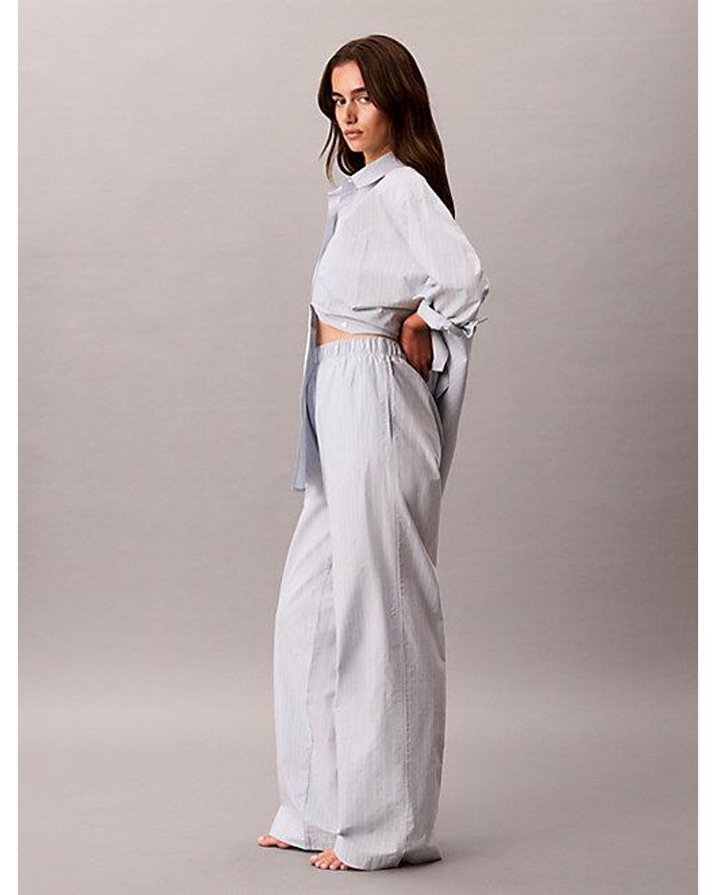 Calvin Klein Gray Pyjama Pants Icon Cotton Poplin