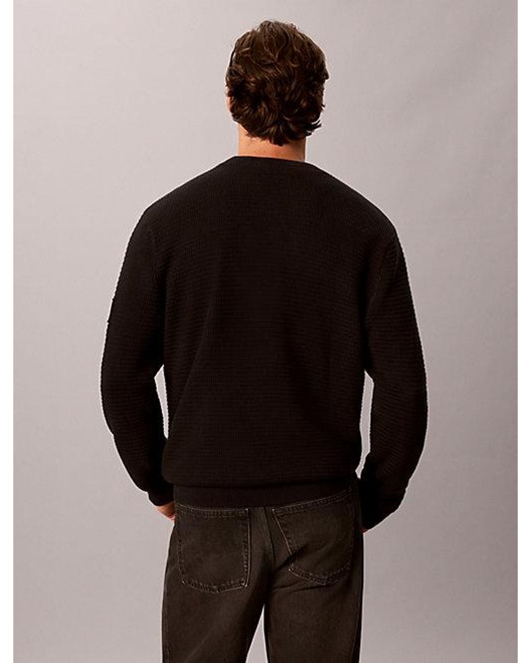 Calvin Klein Black Jeans Textured Rib Cotton Jumper for men