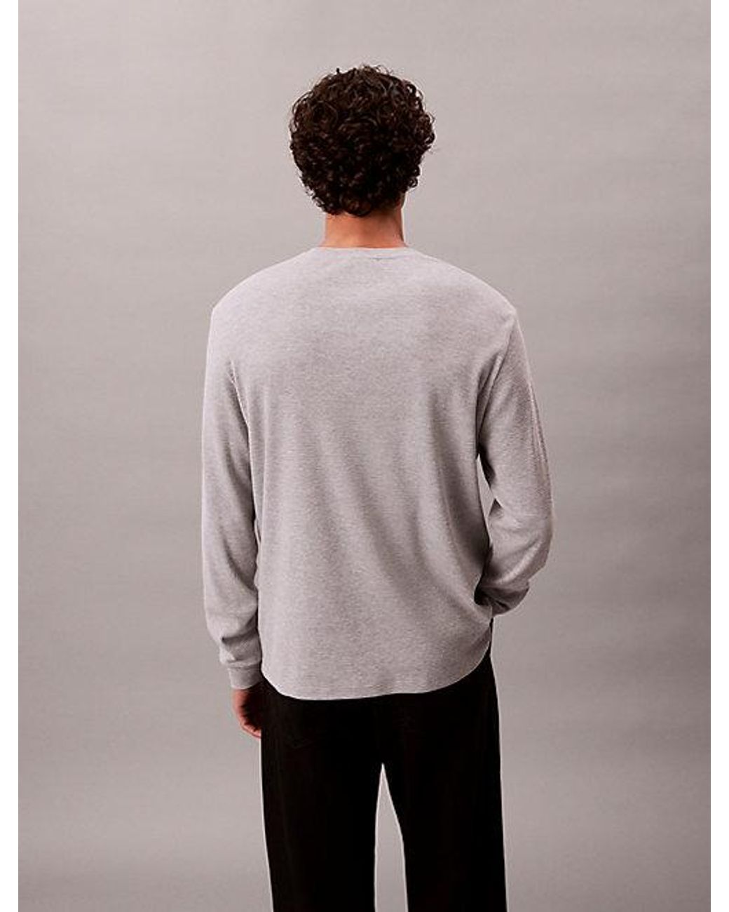 Calvin Klein Gray Jeans Long Sleeve Waffle T-Shirt for men