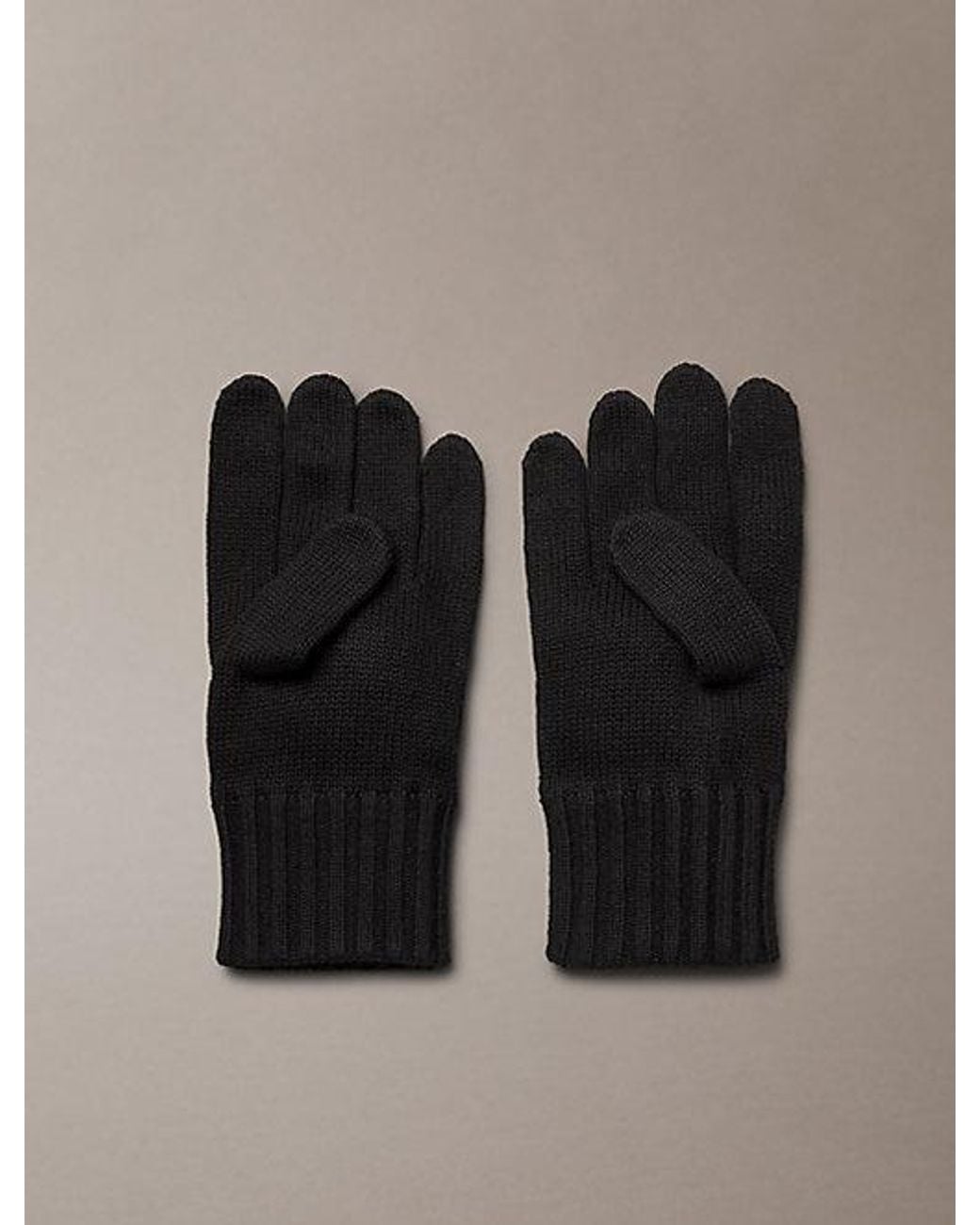 Calvin Klein Black Knit Cotton Logo Touchscreen Gloves for men