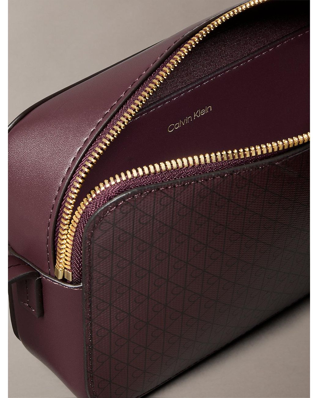 Calvin Klein Brown Allover Monogram Logo Camera Bag