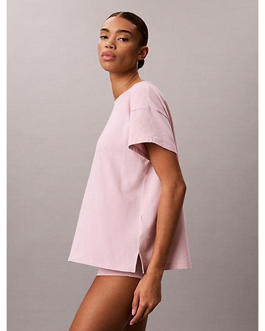 Calvin Klein Pink Relaxed T-Shirt Icon Cotton Stretch