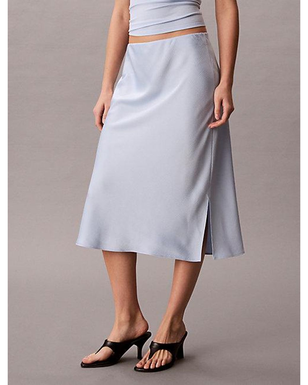 Calvin Klein Purple Textured Satin Midi Skirt