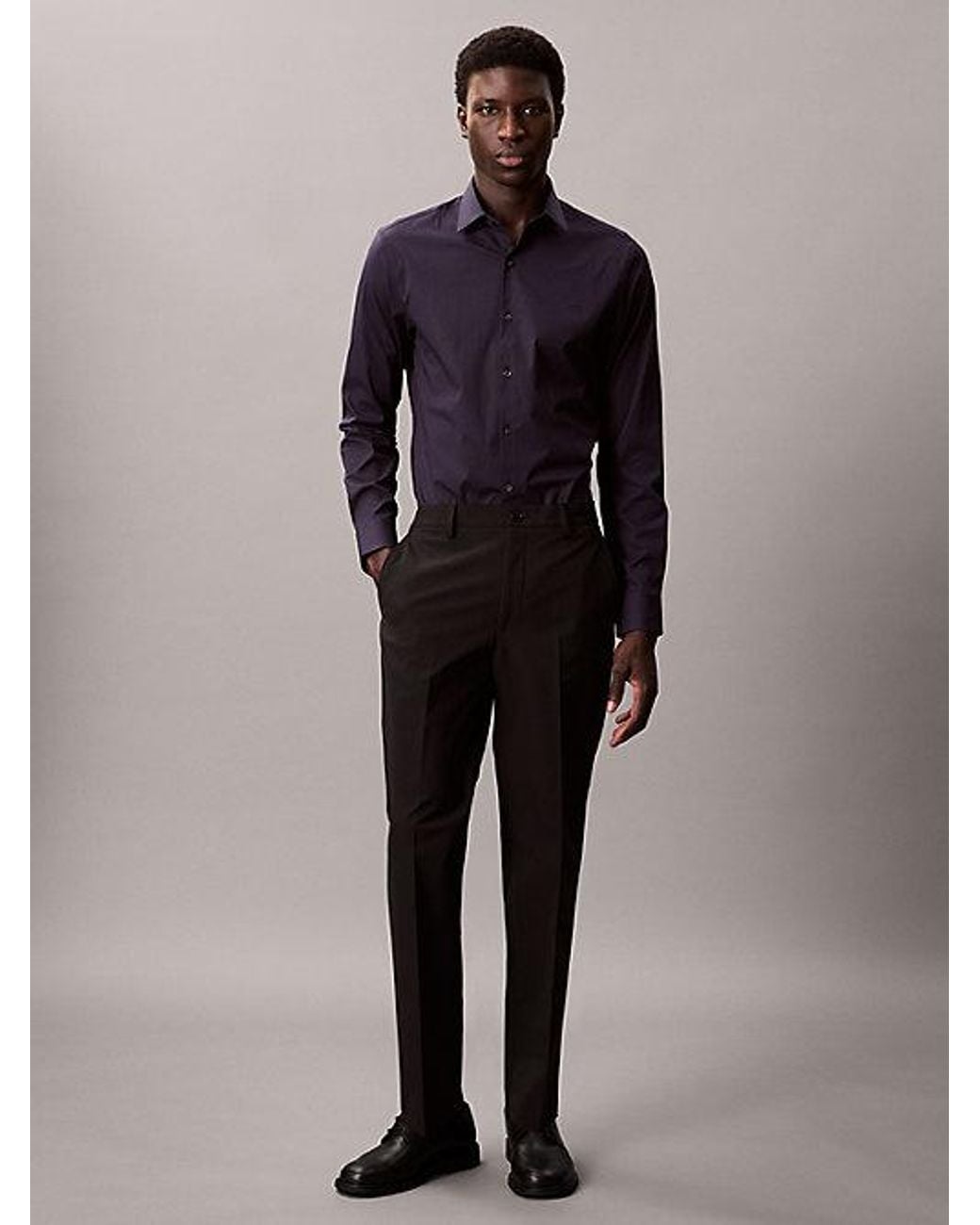 Calvin Klein Blue Slim Stretch Poplin Shirt for men