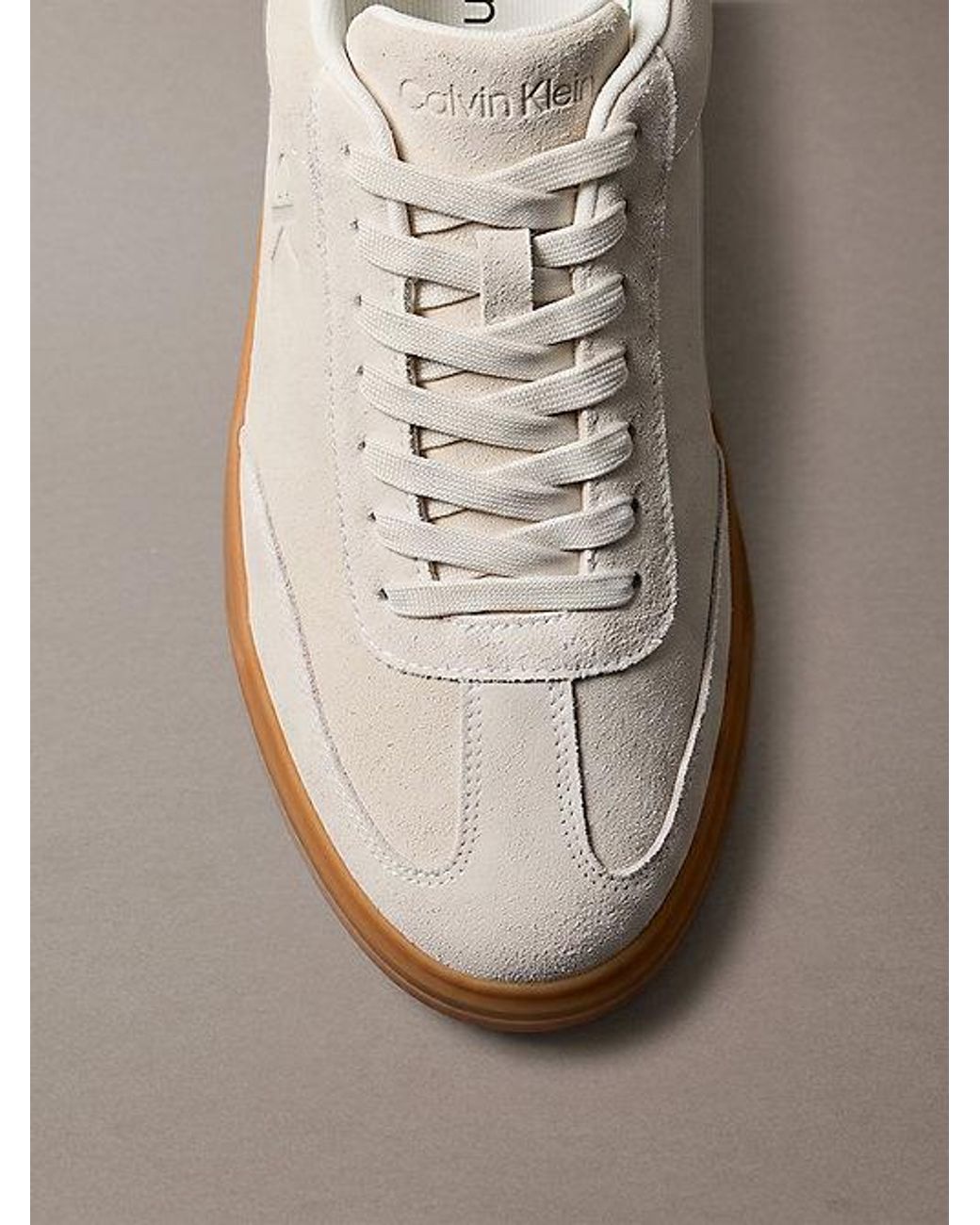 Calvin Klein Gray Suede Signature Logo Trainers for men