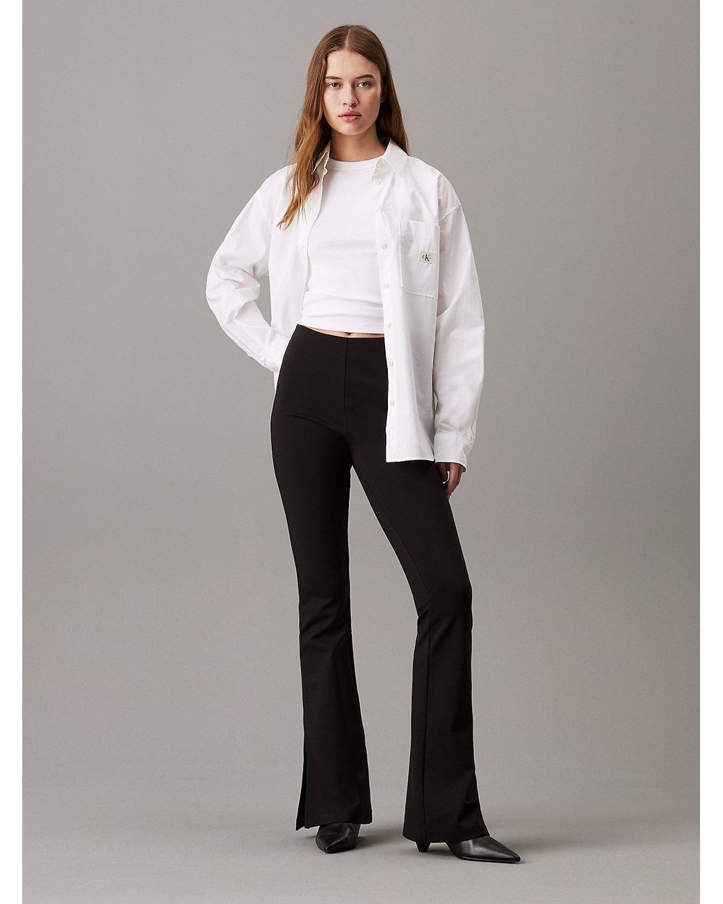 Calvin Klein Milano Jersey Flared Leggings in Black Lyst UK