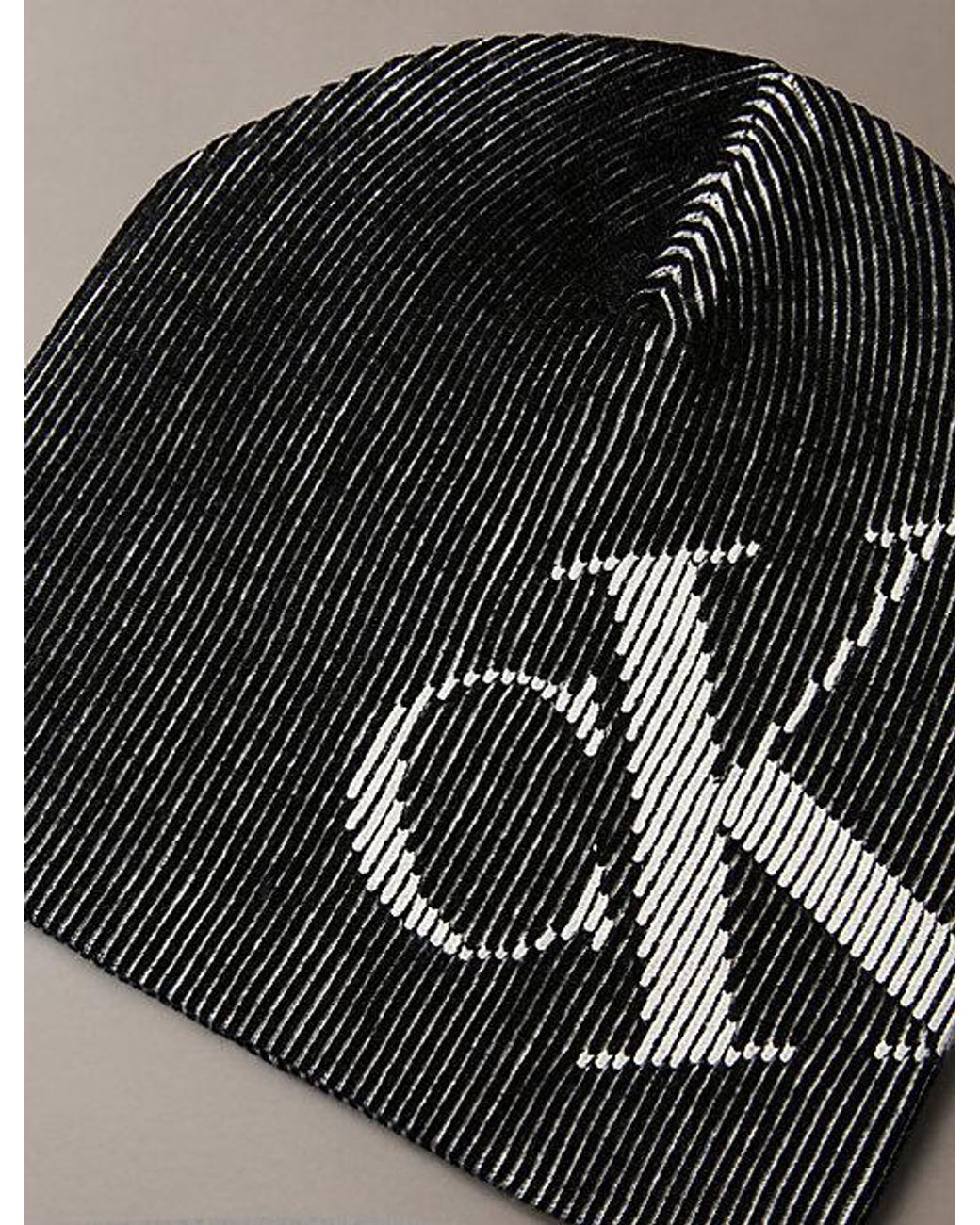 Calvin Klein Black Graphic Logo Scullcap Beanie for men